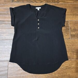Black Button-Up Women's Top